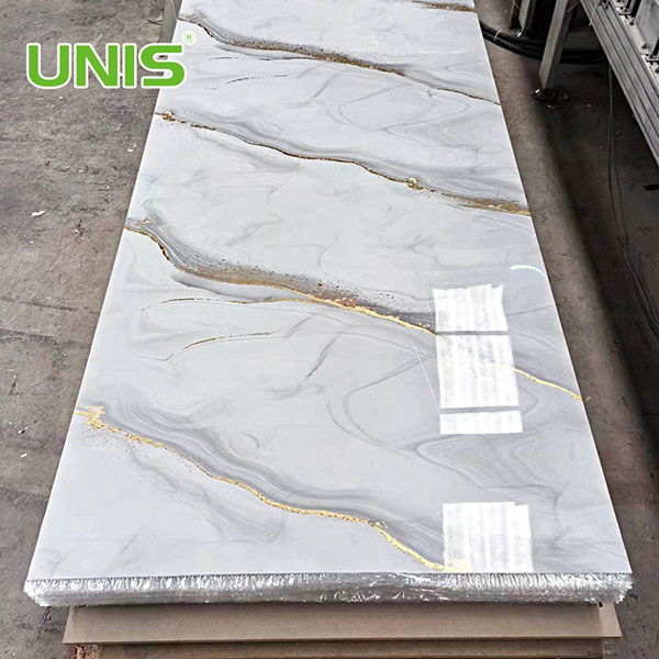 Hoja de mármol ultravioleta incombustible del mármol del Pvc del panel de pared para la decoración interior