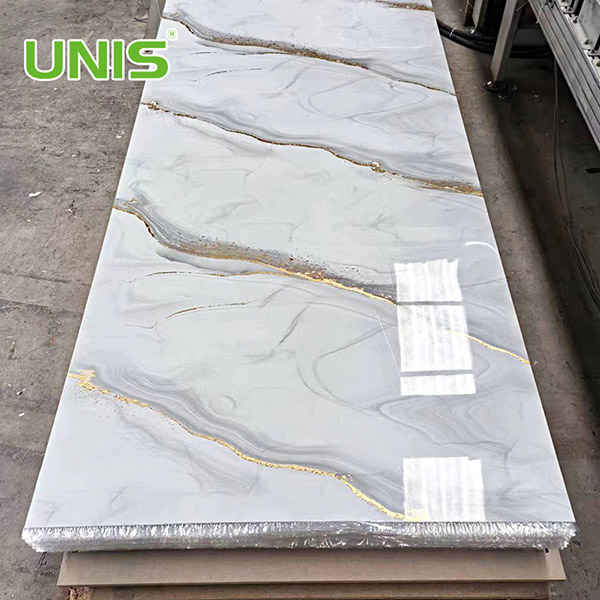 Hoja de mármol ultravioleta incombustible del mármol del Pvc del panel de pared para la decoración interior